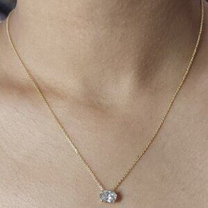 14Kt Gold 2 Ct Lab Grown Diamond Oval Solitaire Pendant